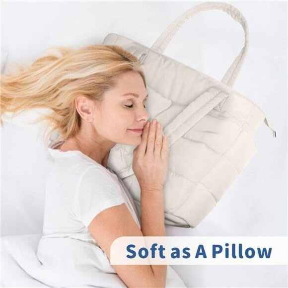 TOPDesign Puffer Tote Bag Quilted Lightweight Shoulder Bag for Work Travel - Picture 2 of 7